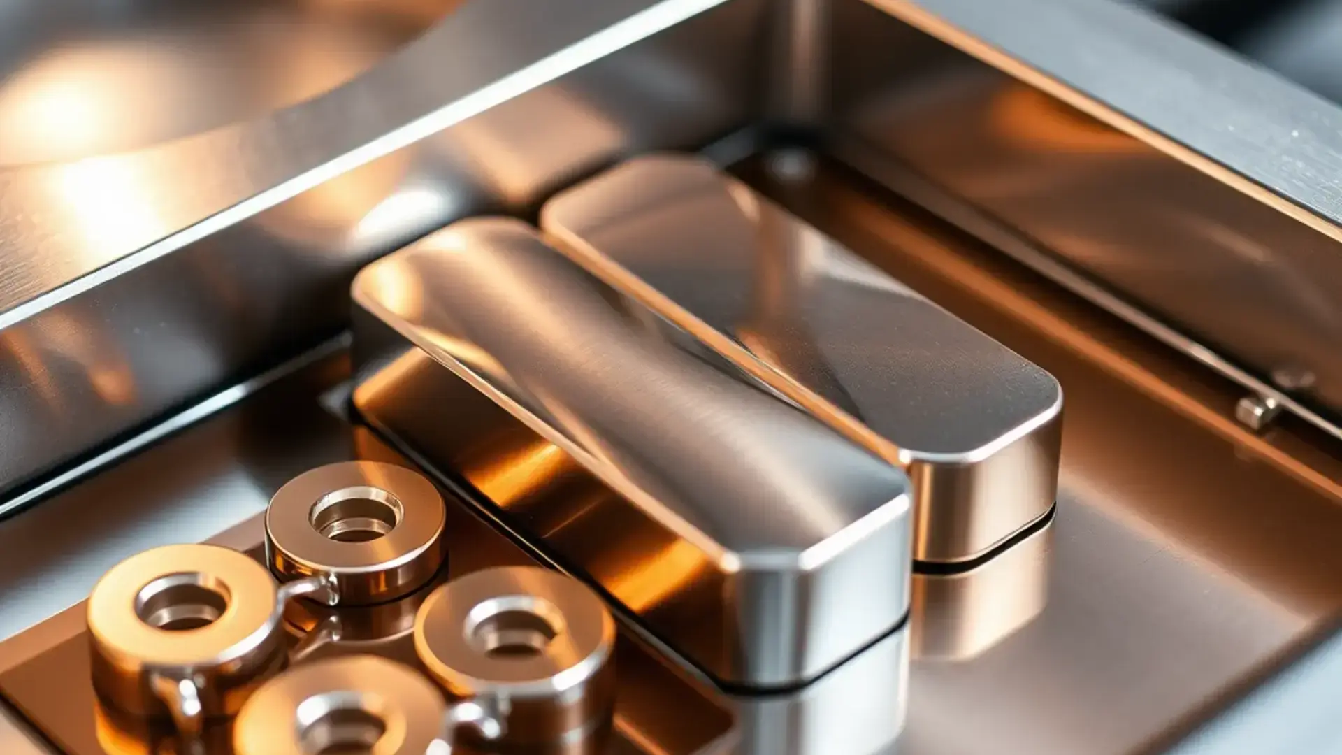 Precision electroplating equipment with chrome and rose gold samples