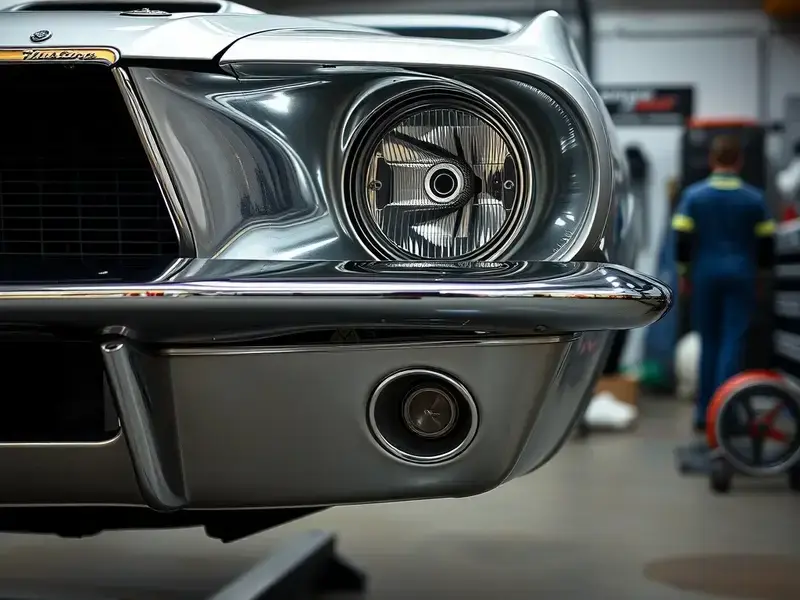 Classic car chrome bumper restoration project